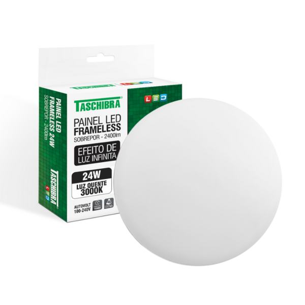 Painel De Led Taschibra Frameless Redondo Sobrepor 24w Bivolt
