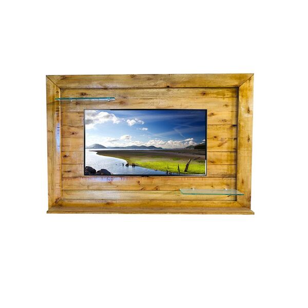Painel De Madeira Rustica Com 2 Vidros Para Tv Até 32 Polegad