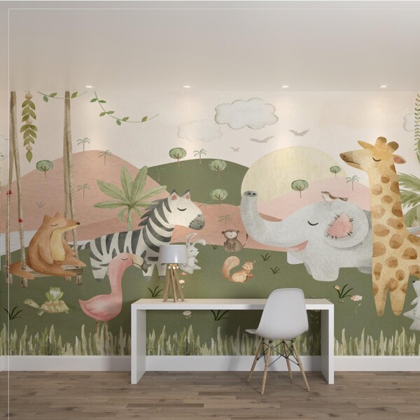 Painel de Parede de Poliéster e PVC Safari Colorido 2,9x5m Muse