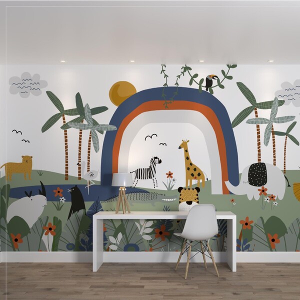 Painel de Parede de Poliéster e PVC Safari Colorido 2,9x5m Muse