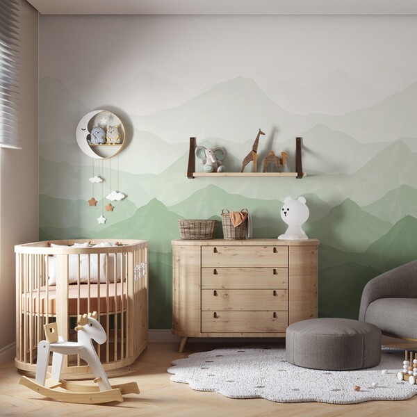 Painel de Parede Montanhas Verde 270x156 Bobinex