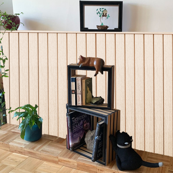 Painel de Revestimento Lambril em MDF 135x15cm Marfim 4 Peças