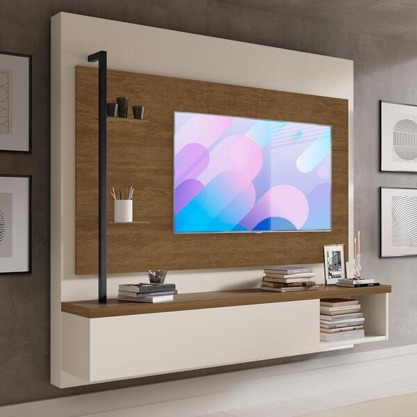 Painel De Tv 55 Polegadas Estilo Industrial Malbec Off White