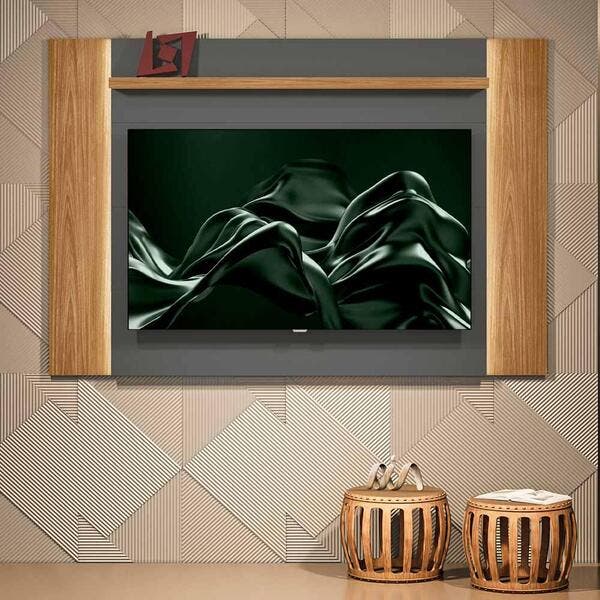 Painel De Tv 60 Polegadas Extensível 1,80/1,99m Nature Chumbo Com Led ...