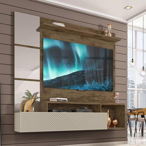 Painel De Tv 65 Polegadas Inbox Caemmun Jatoba Off White