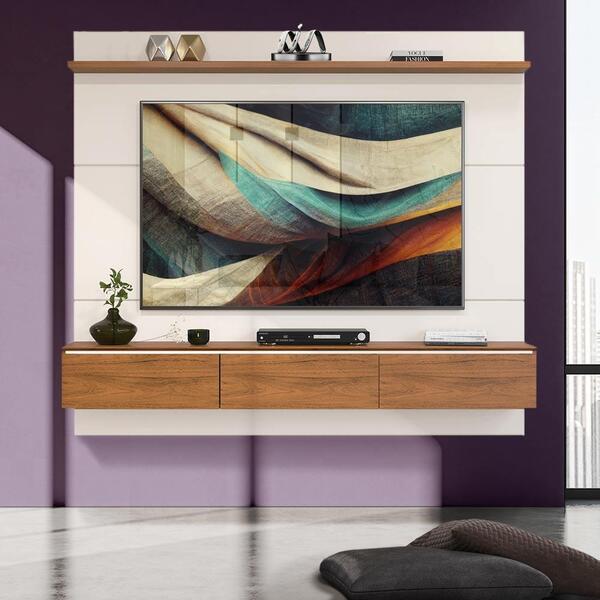 Painel De Tv 65 Polegadas Para Sala Off White Freijó Ônix Shop Jm ...