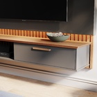 Painel De Tv Até 65 Pol. Nali Babus - Cinza / Ripado Cinamomo