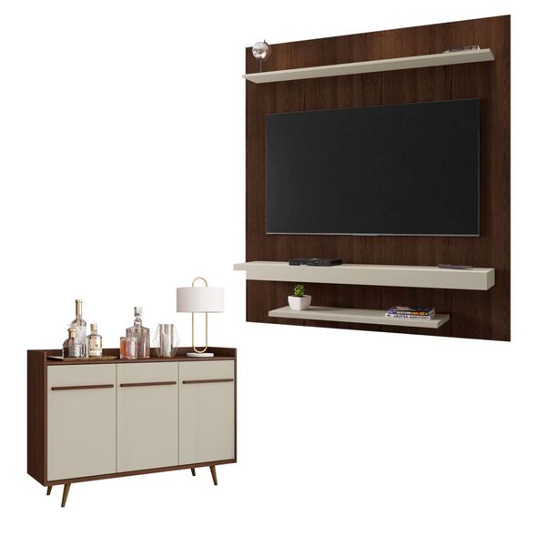 Painel De Tv Com Aparador Francis Nogal Off White