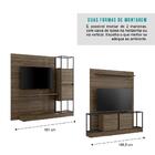 Painel De Tv Com Estante Madeirado E Tubos Pretos Carraro