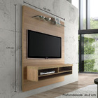 Painel De Tv De 180cm Com 1 Prateleira De Vidro E 3 Nichos -