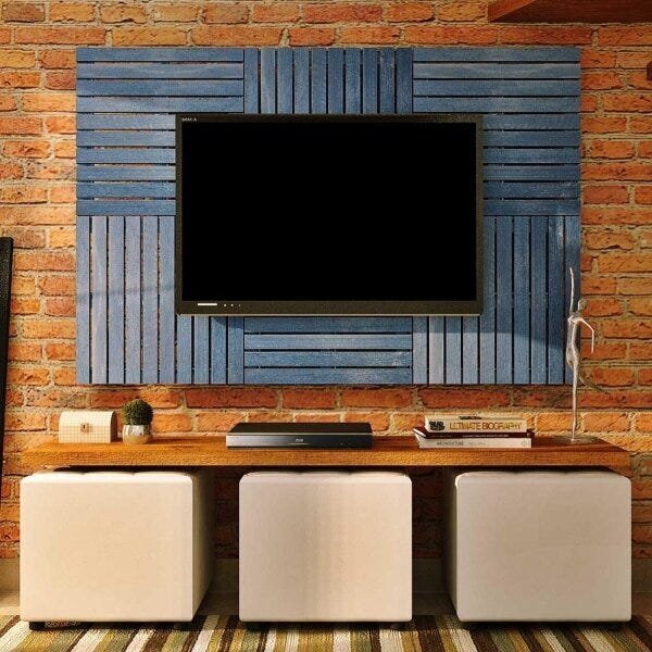 Painel De Tv Em Placa Modular 50x50cm Madersilva Azul Del Rey