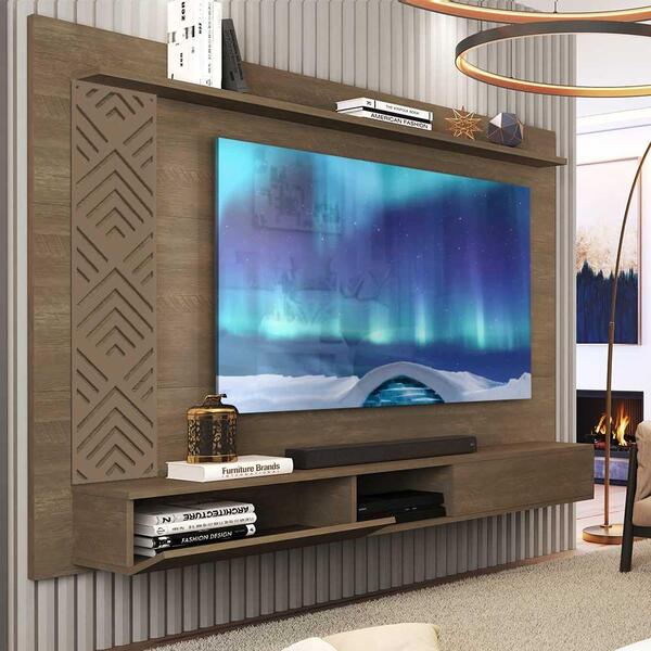 Painel De Tv Para Sala 60 Polegadas Castanho Roma Vj Móveis