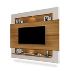Painel De Tv Suspenso Led Carvalho / Offwhite Com Nicho Luxo