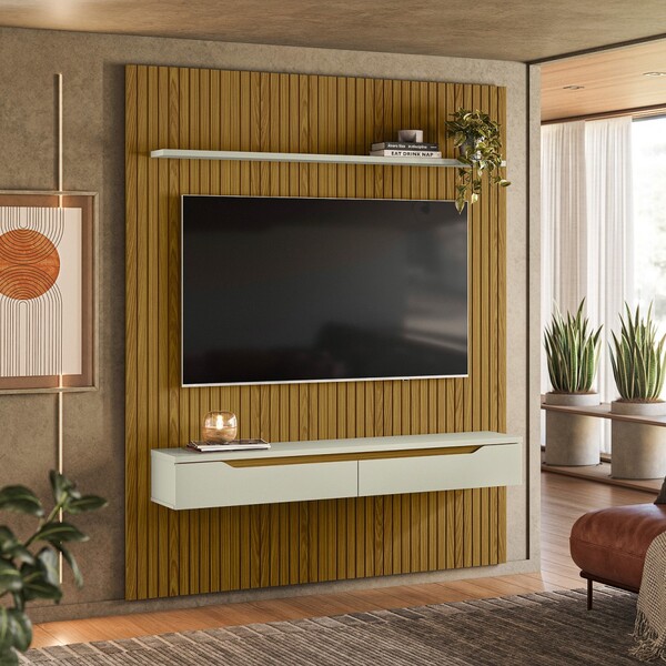 Painel Duetto Ripado P/tvs Até 65 Polegadas C/nicho Suspenso