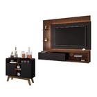 Painel E Aparador Colombo Preto Fosco Nogal