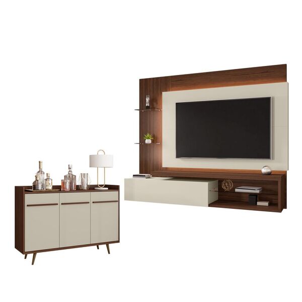 Painel E Aparador Giordano Nogal Off White