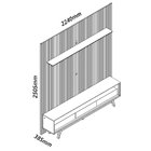 Painel E Rack Com Led Requinte 220 Nature Ripado Off White -