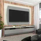 Painel E Rack Com Rodízios Sublime 180 Cinza Off White - Geli