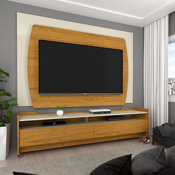 Painel E Rack Com Rodízios Sublime 180 Naturale Off White - G