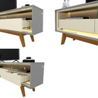 Painel E Rack Led Pés Madeira Royal Requinte 212 Off White Ci