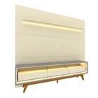 Painel E Rack Led Pés Madeira Royal Requinte 212 Off White Ci