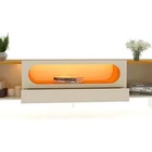 Painel E Rack Nobre Ripado Com Led Pés De Vidro 230 Naturale