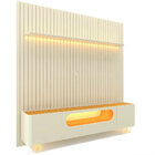 Painel E Rack Nobre Ripado Com Led Pés De Vidro 230 Off White