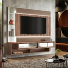 Painel E Rack Para Tv Austin Com Led Nogueira Sépia