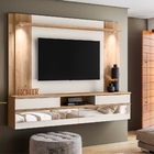 Painel E Rack Para Tv Bloom Com Led Teca Supremo Off Ártico