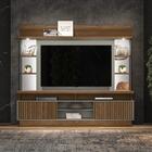 Painel E Rack Para Tv Com Ripas E Led Doug Freijó Titânio