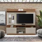 Painel E Rack Para Tv Destiny Com Ripas Off White Nogueira
