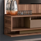 Painel E Rack Para Tv Dickinson Com Led Nogueira Cadiz Sépia