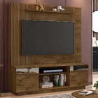 Painel E Rack Para Tv Edgar Madeira Rústica Efeito Ripado