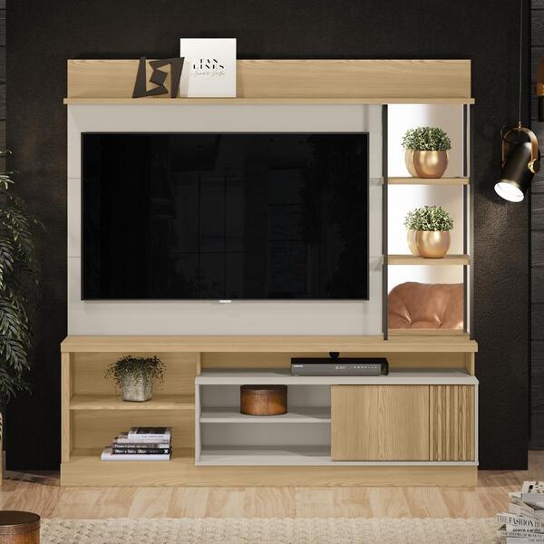 Painel E Rack Para Tv Filadelfi Carvalho Off White