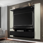 Painel E Rack Para Tv Louis Preto Cinza 2 Portas