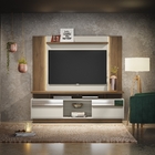 Painel E Rack Para Tv Loukamale Com Led Nogueira