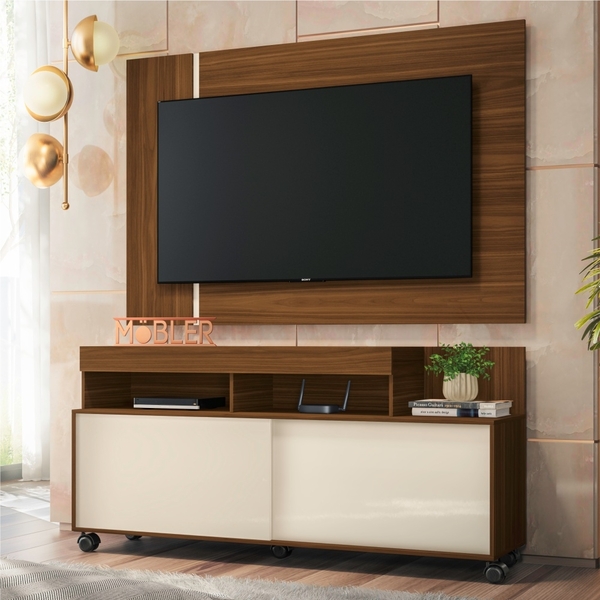 Painel E Rack Para Tv Mooney Freijó Off White