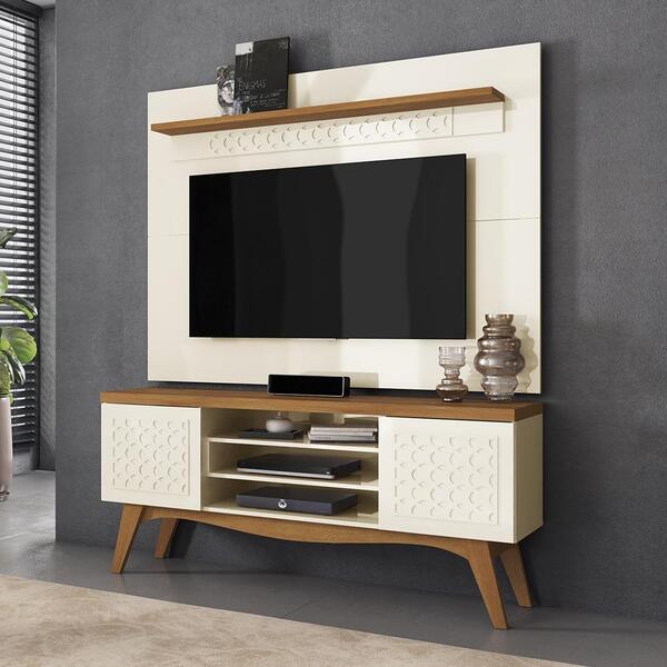 Painel E Rack Para Tv Peter Off White Coral
