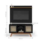 Painel E Rack Para Tv Rattan Sintético Berlim Preto