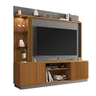 Painel E Rack Para Tv Ripado Kourtney Cinamomo Titanium