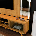 Painel E Rack Reflecta Com Espelho Led E Pés Madeira Maciça M