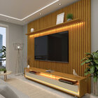 Painel E Rack Ripado Com Led E Rodízio Nobre 230 Naturale Off