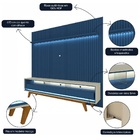 Painel E Rack Ripado Com Led Nobre 230 Azul Off White - Gelius