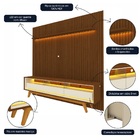 Painel E Rack Ripado Com Led Nobre 230 Castanho Off White - G