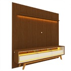 Painel E Rack Ripado Com Led Nobre 230 Castanho Off White - G