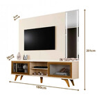 Painel E Rack Vitrum Com Espelho Led E Pés Madeira Maciça Mav