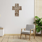 Painel Em Formato Cruz Oração Pai Nosso Em Mdf Cru - Natural