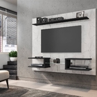 Painel Estante Para Tv Lourosa Marmorizado Carrara Preto