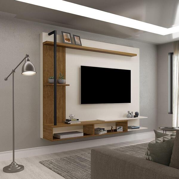 Painel Estilo Industrial Onix Para Tv Até 65" Com Nicho E Pra