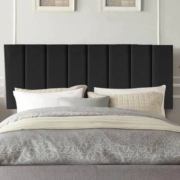 Painel Estofada Carla 195cm King Suede Preto - D A Decor